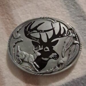 Men's Black and Silver Deer Belt Buckle